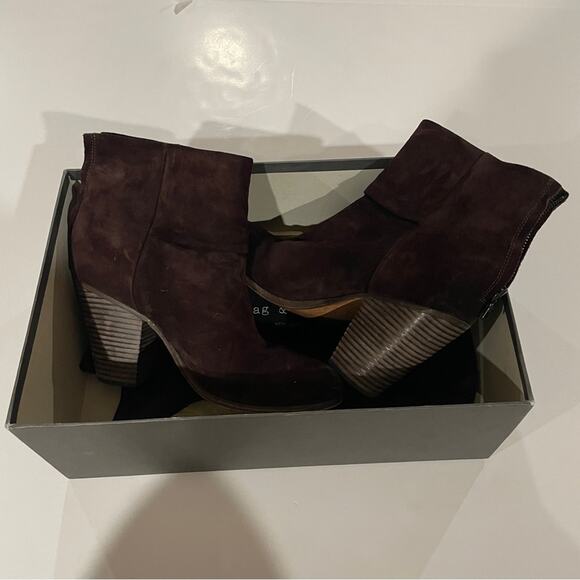 Rag & Bone Classic Newbury Burgundy Suede Heeled Ankle Booties Size 38‎ - Picture 14 of 14